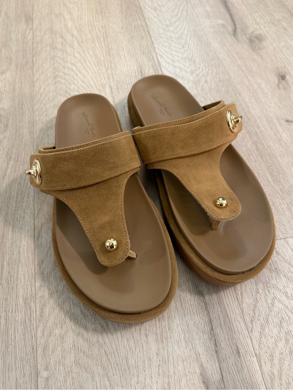Brown Suede Chunky Thong Sandals Size 9.5
